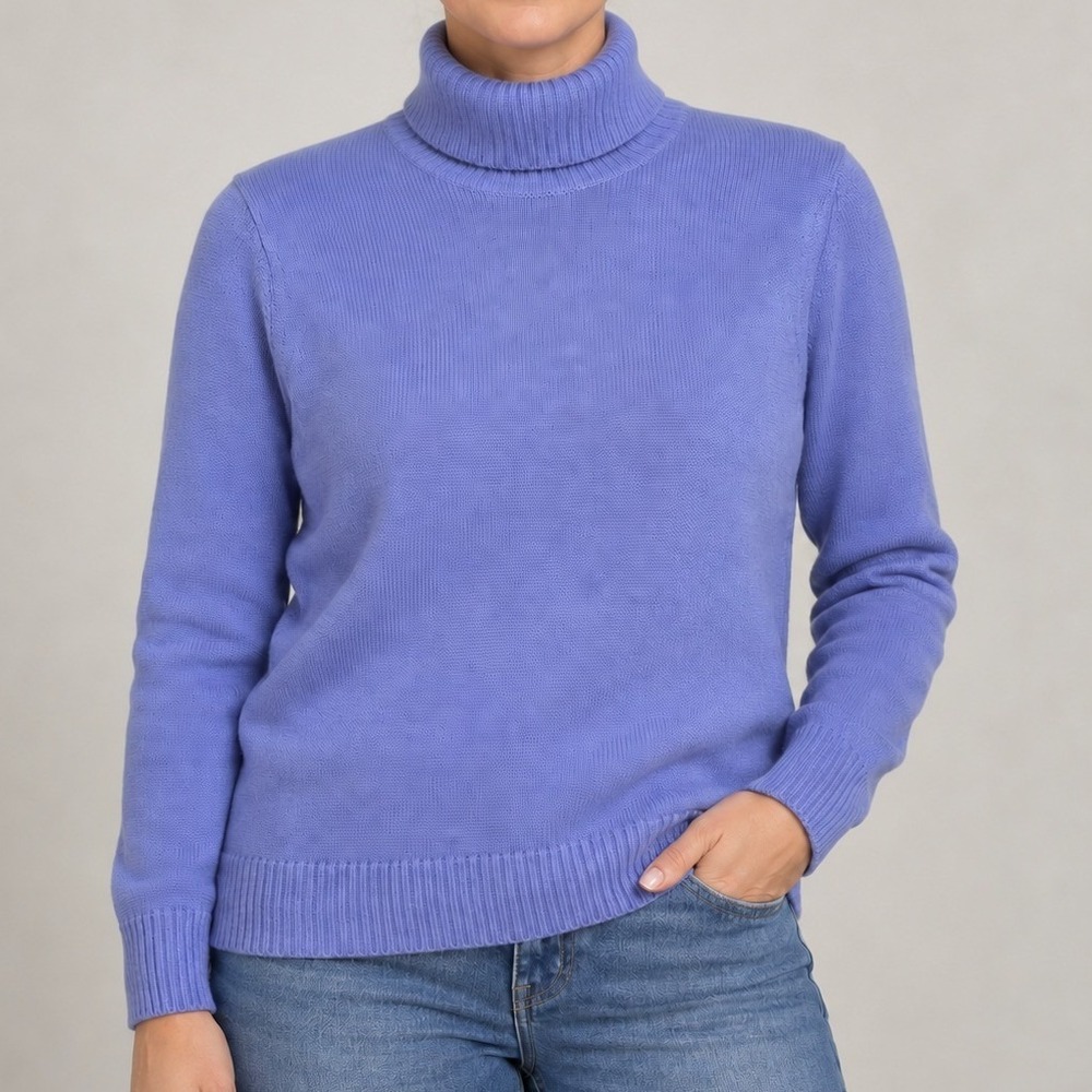 VTG Croft & Barrow 100% Cotton Turtleneck Sweater L Ski Y2K Made in Hongkong